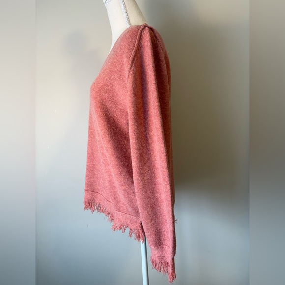 Promesa Pink Rose Relaxed V-Neck Frayed Hem Knit Top M - Picture 5 of 12